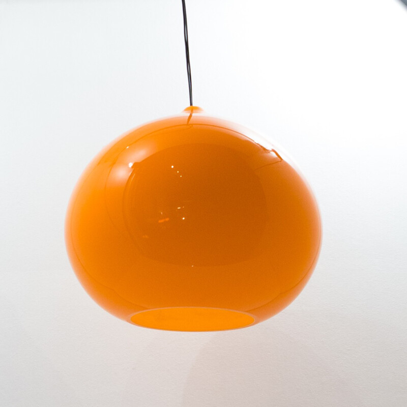 Set of 3 pendant lamps in orange glass, Gino VISTOSI - 1960s