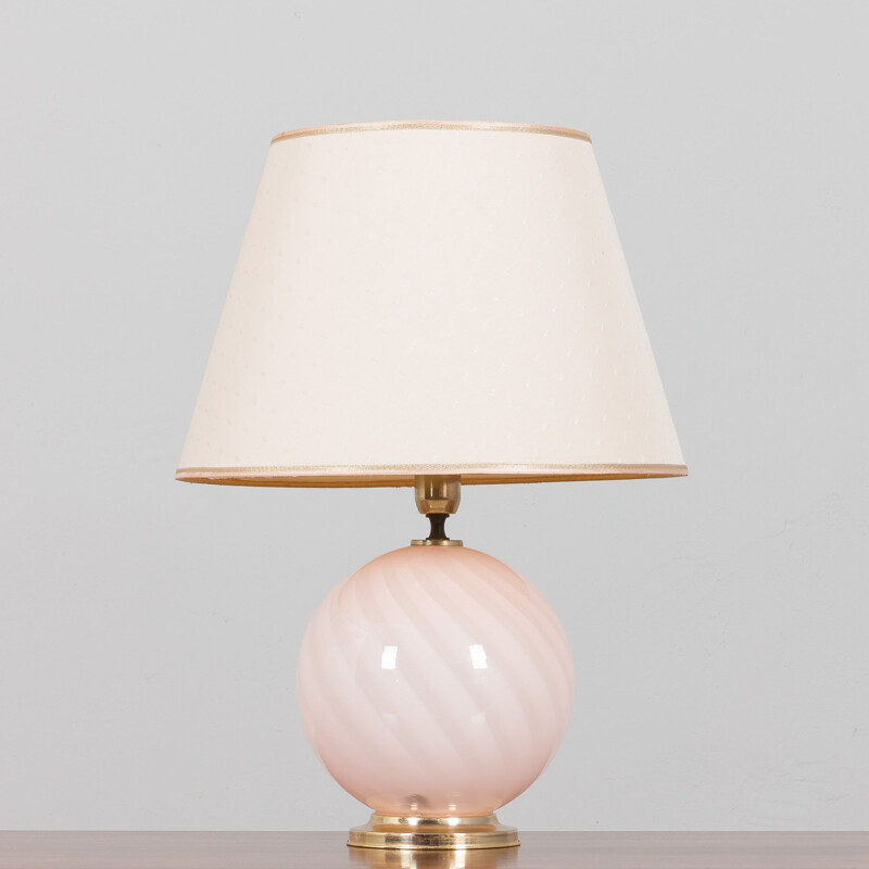 Vintage Italiaanse tafellamp in wervelend roze Murano glas, 1970