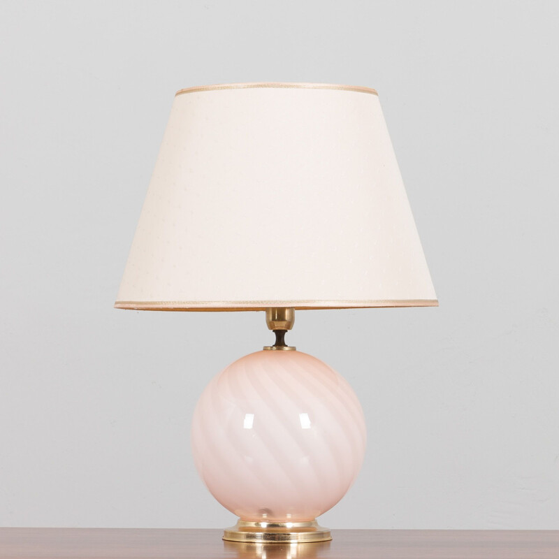 Vintage Italiaanse tafellamp in wervelend roze Murano glas, 1970