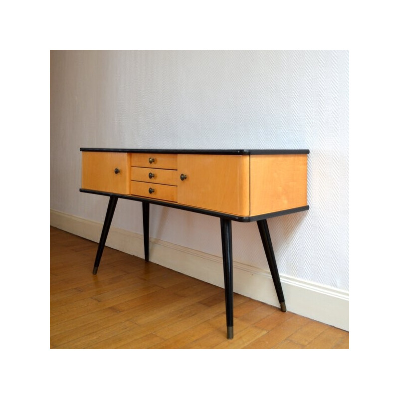 Mid-century console with compass feet - 1950s