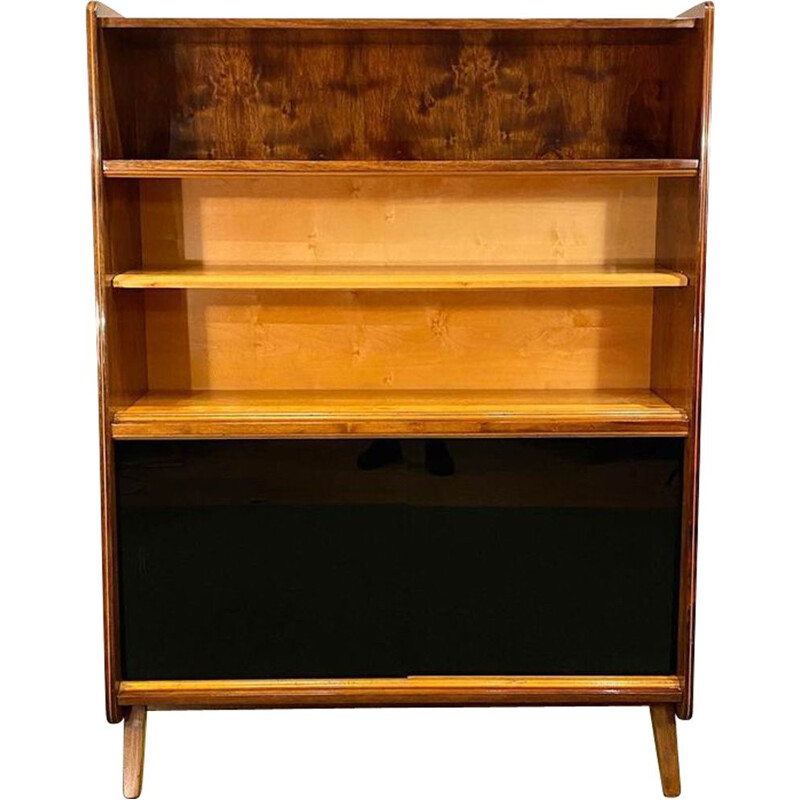 Vintage Czech bookcase veneered with Tatra walnut, 1960