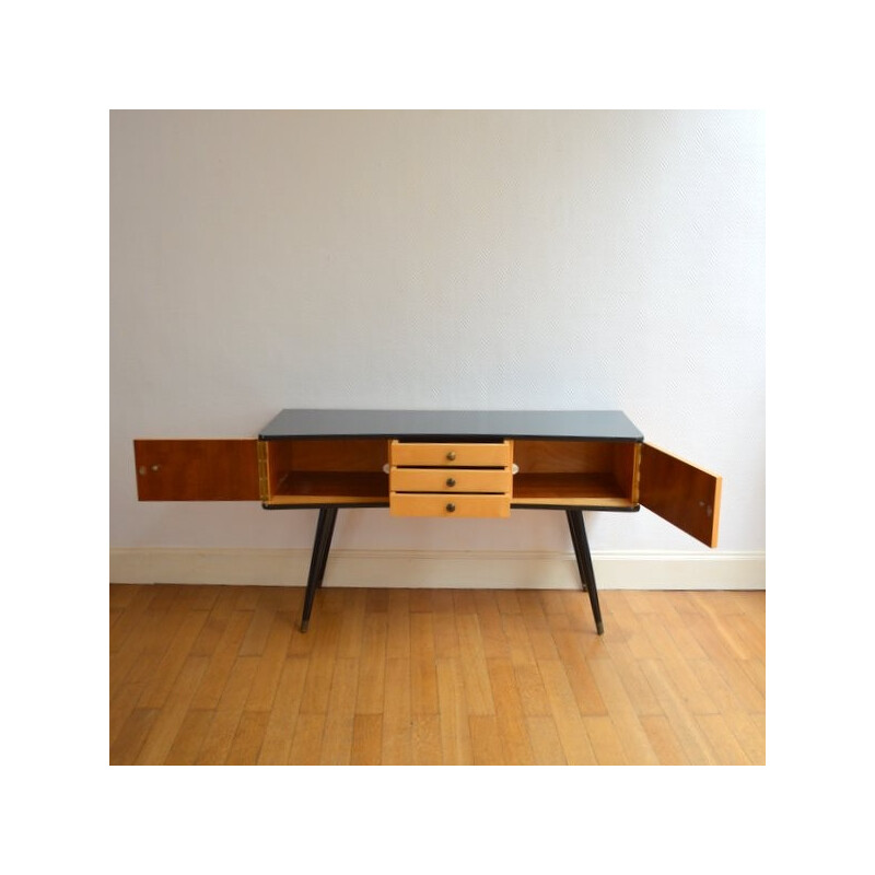 Mid-century console with compass feet - 1950s