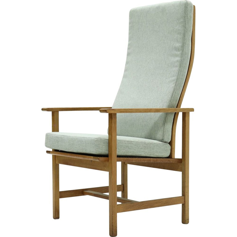 Vintage eiken fauteuil 2257 met hoge rugleuning van Børge Mogensen voor Fredericia Stolefabrik, Denemarken 1960