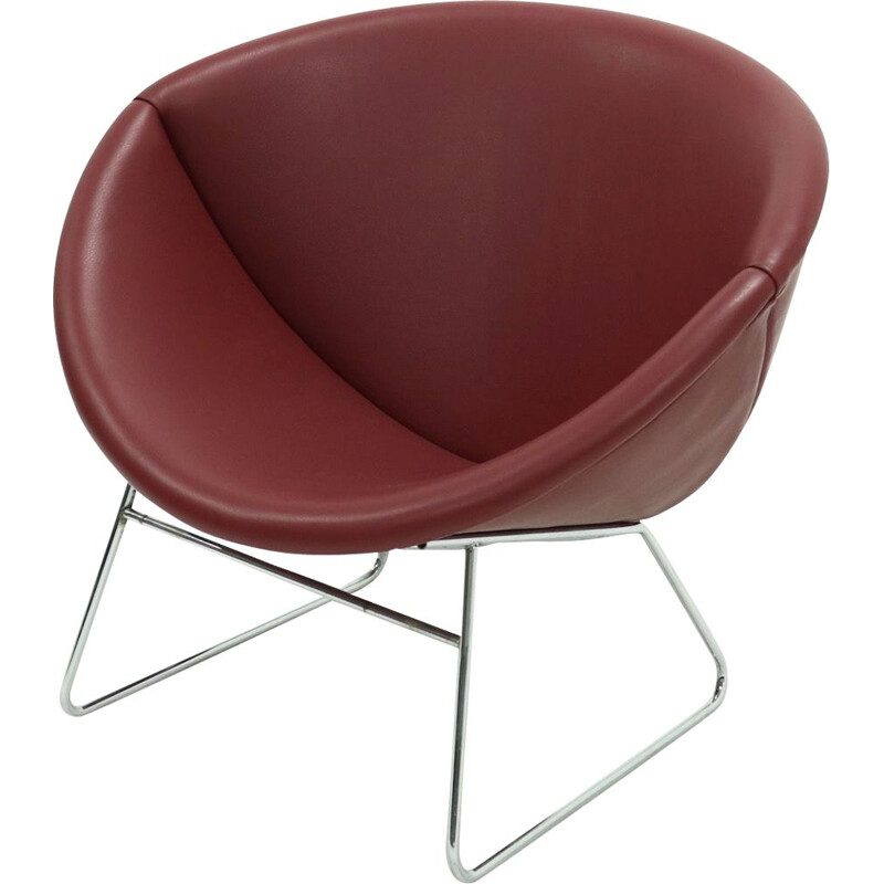 Vintage-Sessel aus rotem Leder von Rudolf Wolf für Rohé Noordwolde, Niederlande 1950