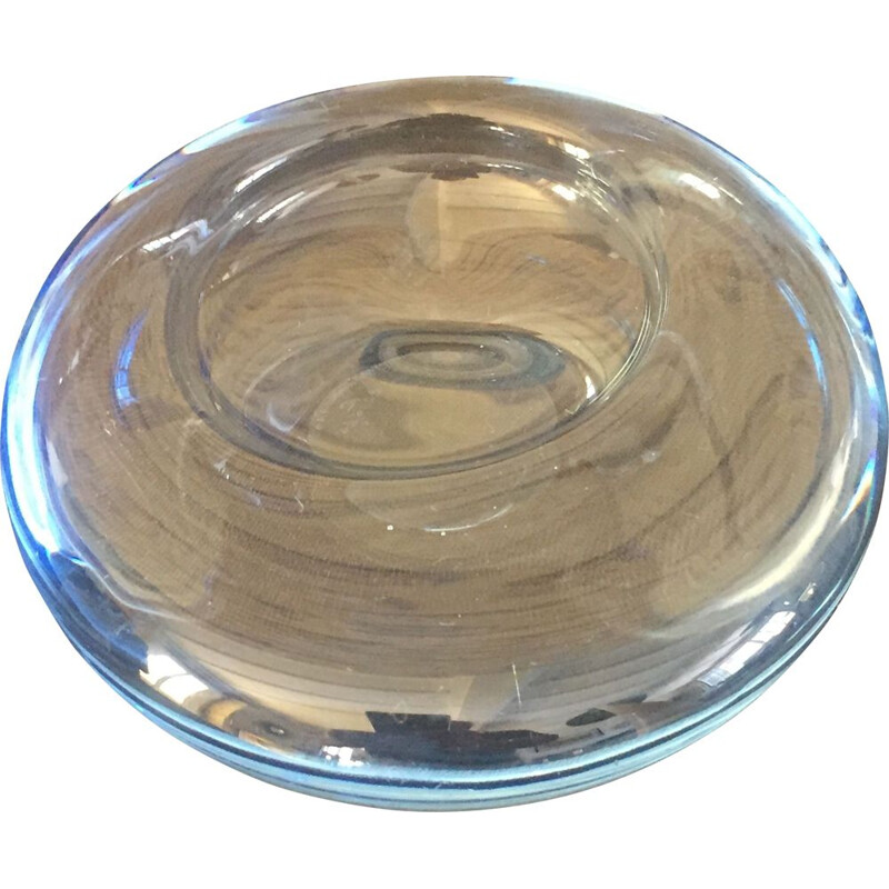 Vintage asymmetrical blue ashtray by Per Lutken for Holmegaard, 1960