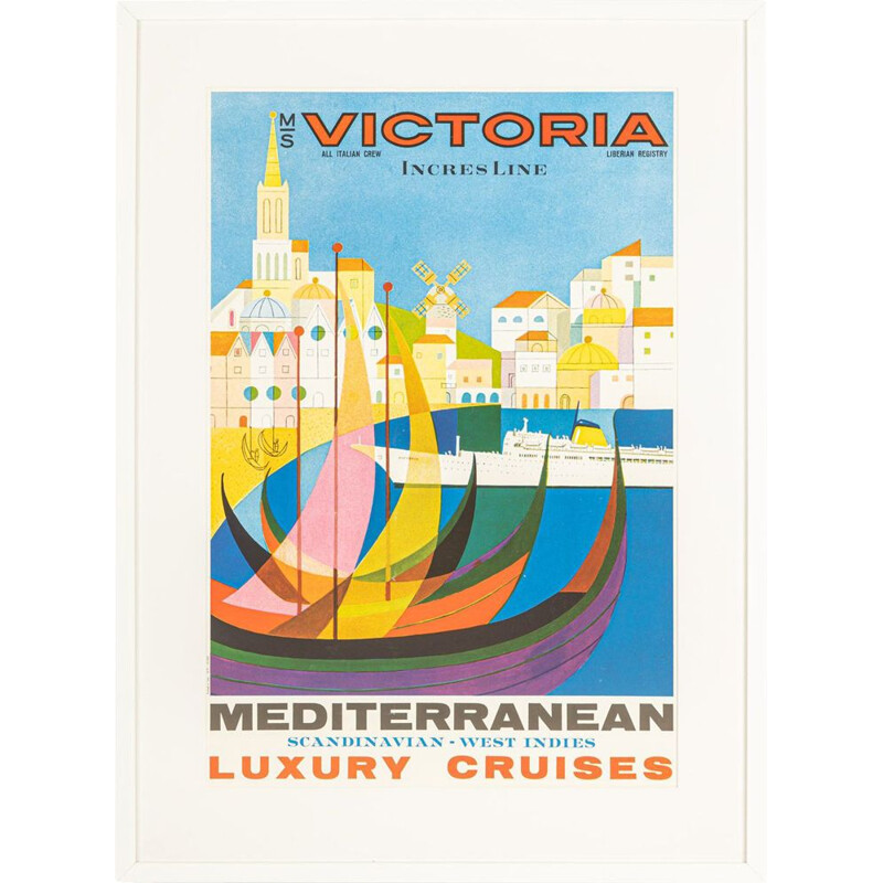 Affiche vintage MS victoria - Mediterranean Luxury Cruises par MS victoria, 1960