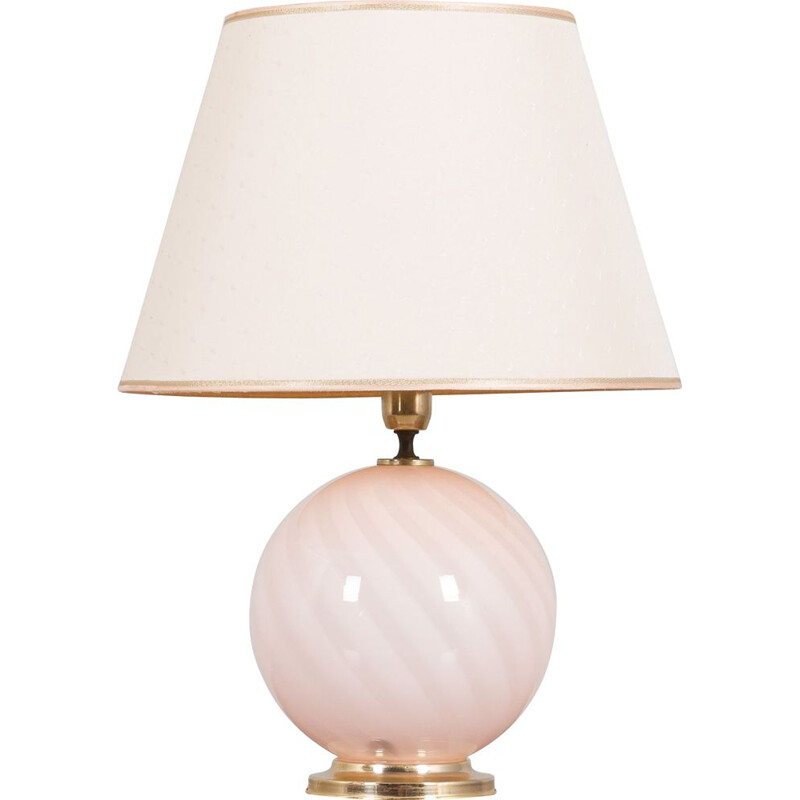 Vintage Italiaanse tafellamp in wervelend roze Murano glas, 1970