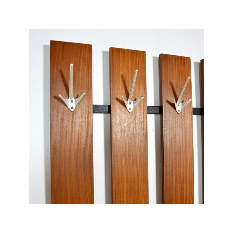  Teak coat rack with mirror - 1960s