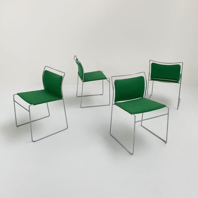 Set of 4 vintage Tulu green dining chairs by Kazuhide Takahama for Gavina, 1960s