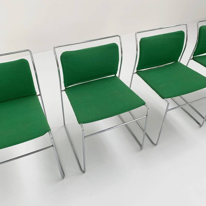 Set of 4 vintage Tulu green dining chairs by Kazuhide Takahama for Gavina, 1960s