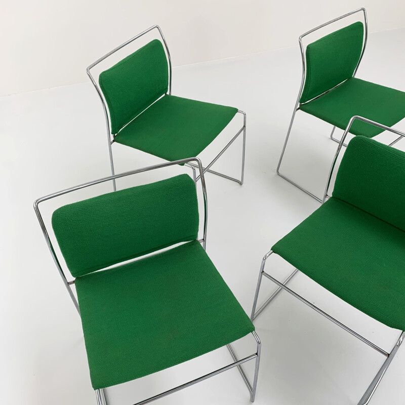 Set of 4 vintage Tulu green dining chairs by Kazuhide Takahama for Gavina, 1960s