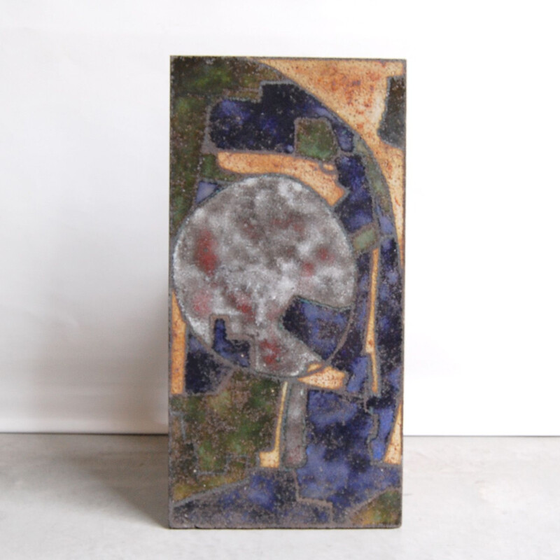 Vintage wall plaque in enamelled lava