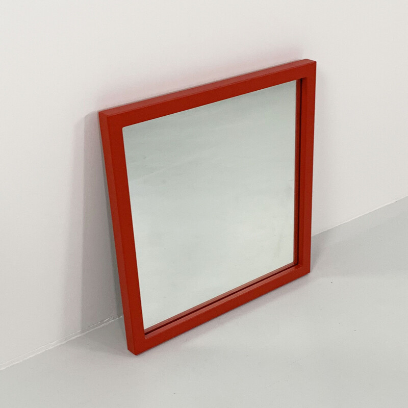 Vintage red frame mirror model 4727 by Anna Castelli Ferrieri for Kartell, 1980s