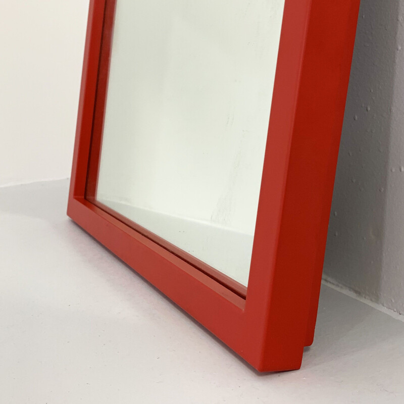 Vintage red frame mirror model 4727 by Anna Castelli Ferrieri for Kartell, 1980s