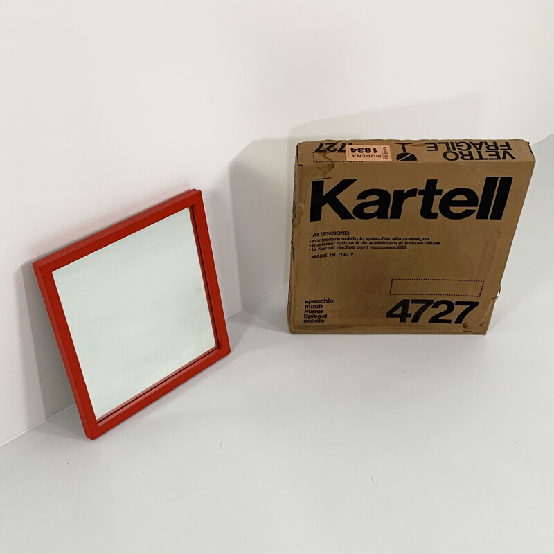 Vintage red frame mirror model 4727 by Anna Castelli Ferrieri for Kartell, 1980s