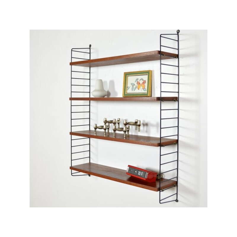 Large teak String shelf, Nisse STRINNING - 1960s