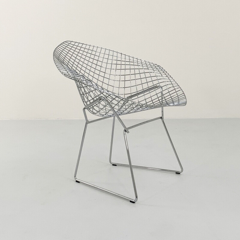 Fauteuil vintage en diamant chromé par Harry Bertoia pour Knoll, 1990