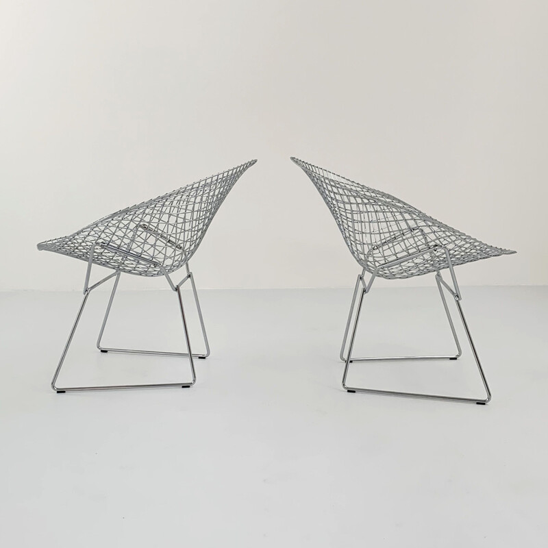 Fauteuil vintage en diamant chromé par Harry Bertoia pour Knoll, 1990