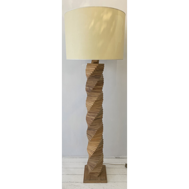 Mid-century wooden floor lamp by Mario Ceroli, Italy 1970s