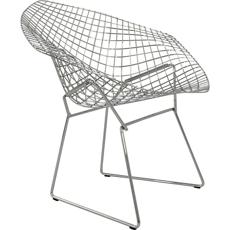 Fauteuil vintage en diamant chromé par Harry Bertoia pour Knoll, 1990