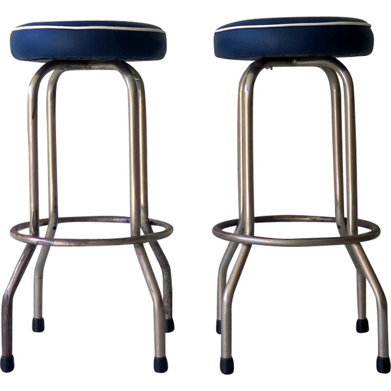 Vintage leatherette and metal high stool