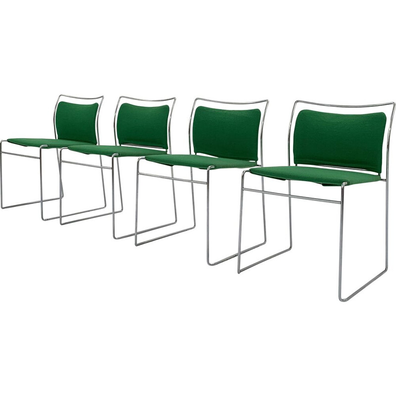 Set of 4 vintage Tulu green dining chairs by Kazuhide Takahama for Gavina, 1960s