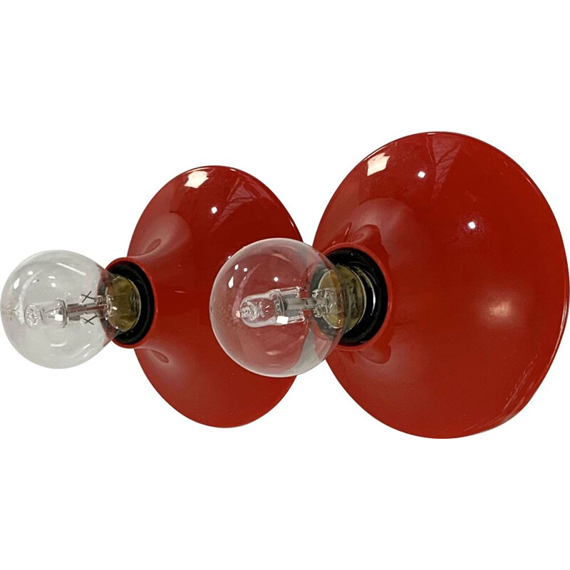 Pair of red vintage "Teti" wall lamps by Vico Magistretti for Artemide, 1960s