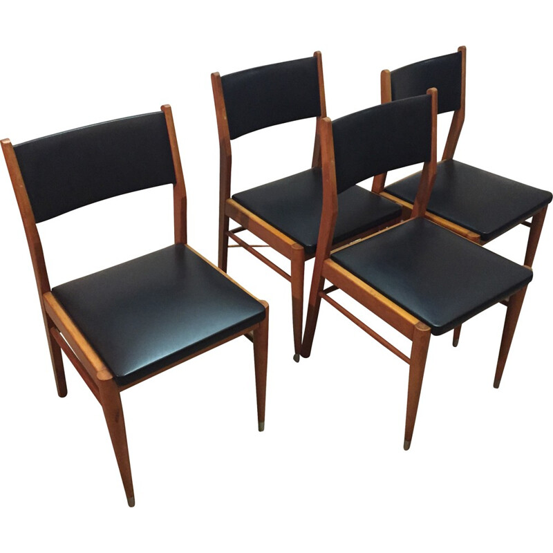 Set of 4 Scandinavian chairs in teak - 1960s