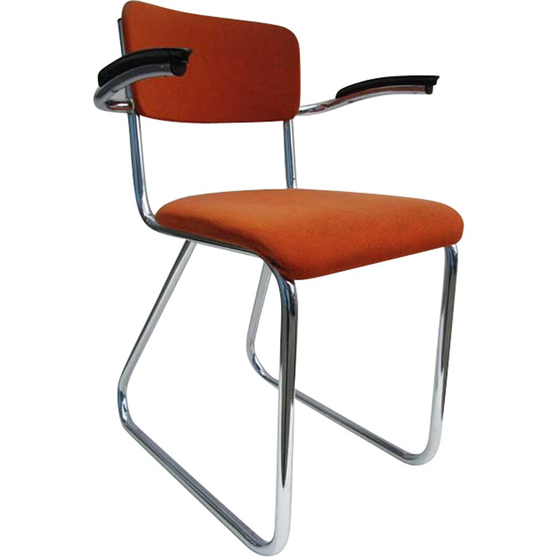 Fana Rotterdam office chair in bakelite and orange fabric, Paul SCHUITEMA - 1940s