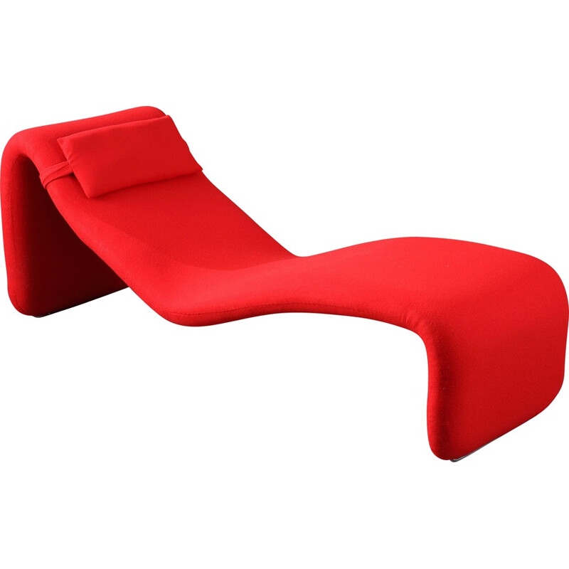 Red Airborne "Djinn" chaise longue in fabric and foam, Olivier MOURGUE - 1960s