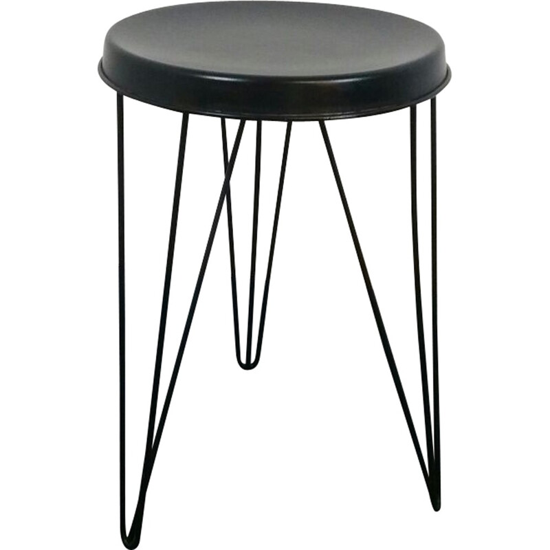 Tabouret Pilastro en métal noir, Tjerk REIJENGA - 1950