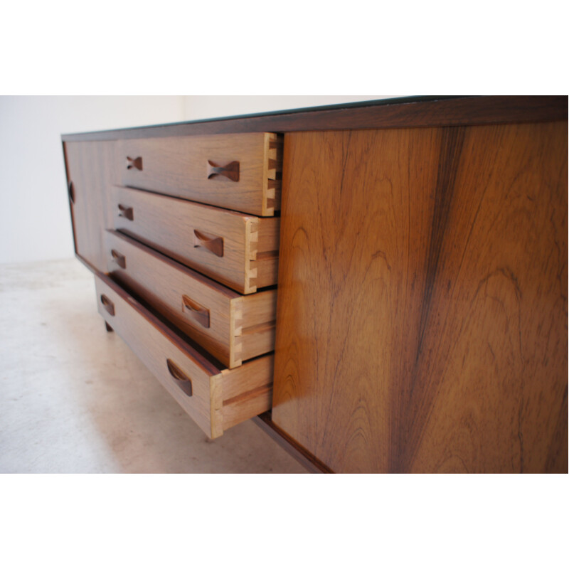 Vintage rosewood sideboard with two sliding doors and 4 drawers by Clausen and Son