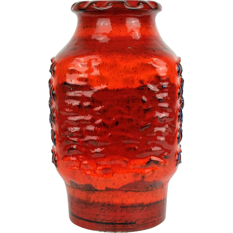 Duemler & Breiden "73/25" vase in red and orange ceramic - 1960s