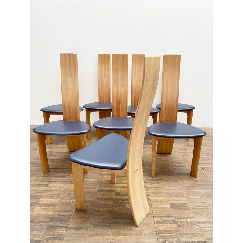 Set of 8 vintage dining chairs model "Iris" by Van Den Berghe Pauvers, Belgium 1960s