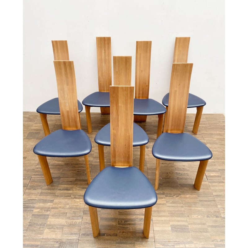 Set of 8 vintage dining chairs model "Iris" by Van Den Berghe Pauvers, Belgium 1960s