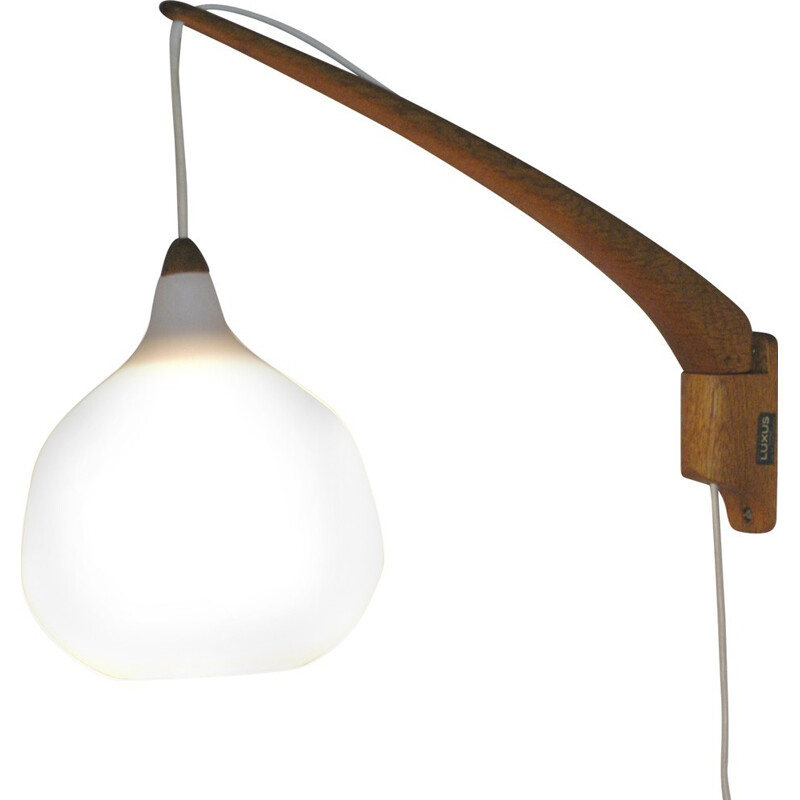 Luxus Sweden wall light in teak and glass, Uno & Östen KRISTIANSSON - 1960s