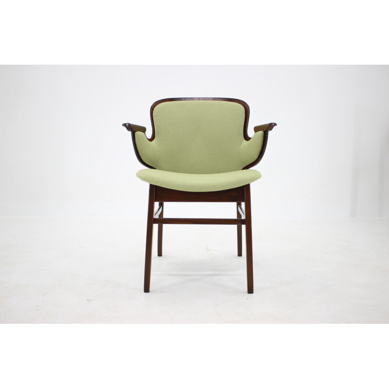 Vintage beechwood shell armchair by Hans Olsen for Bramin Mobler, Denmark 1950s