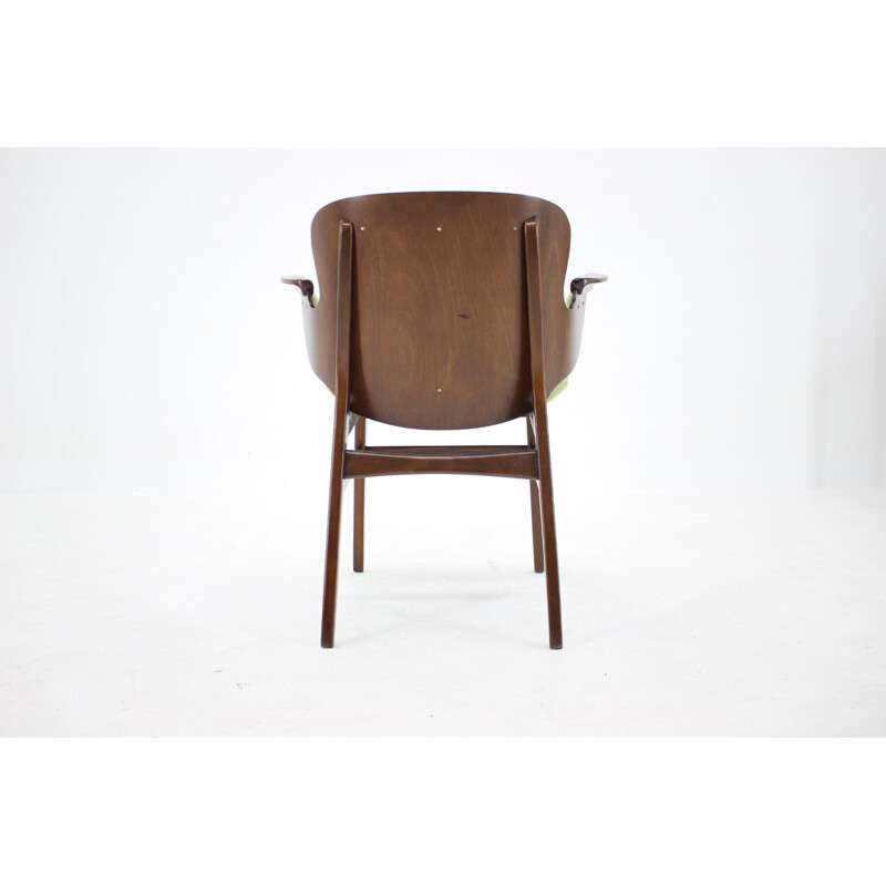 Vintage beuken schaal fauteuil van Hans Olsen voor Bramin Mobler, Denemarken 1950