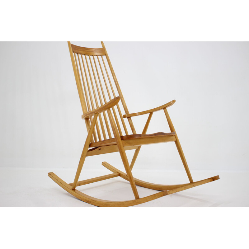 Vintage wooden rocking chair, Czechoslovakia 1960