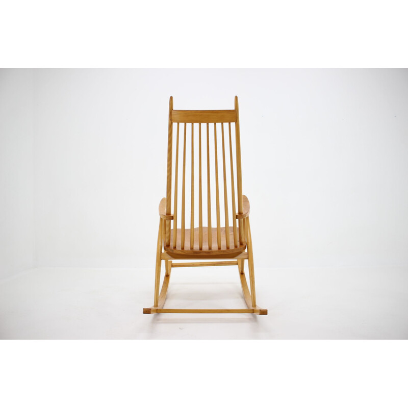 Vintage wooden rocking chair, Czechoslovakia 1960