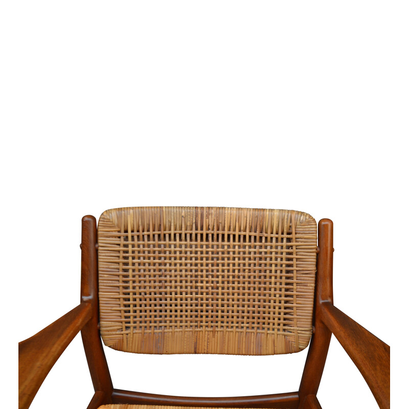 Vintage teak and rattan model 51 armchair by Arne Vodder for Sibast, 1950