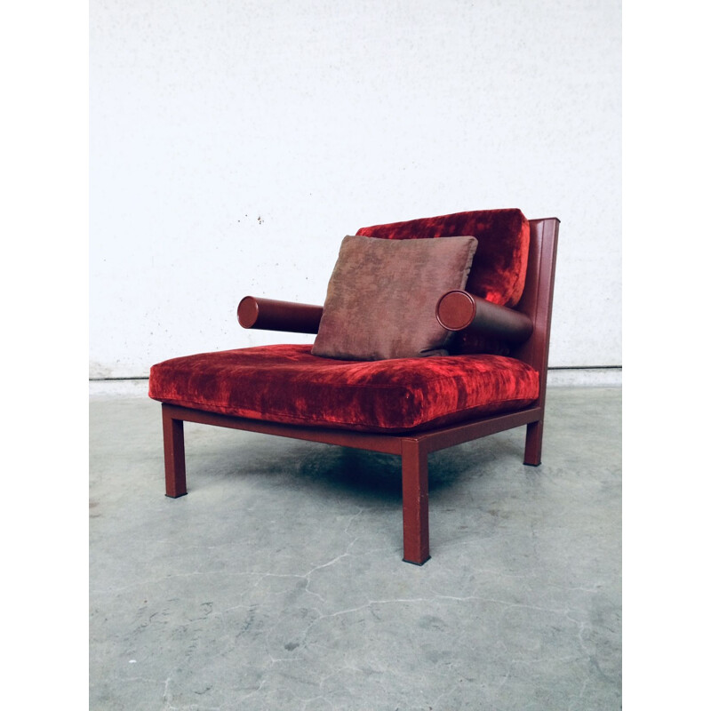 Postmodern square vintage armchair by Antonio Citterio for B&B Italia Baisity, Italy 1980s