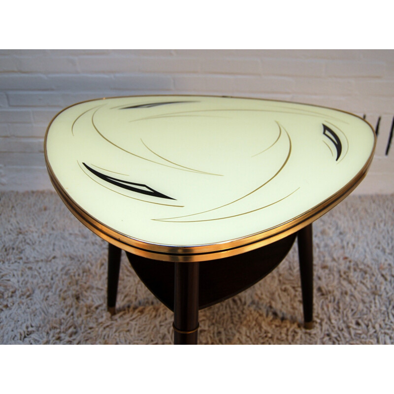 Triangle shaped table with glass top - 1950s