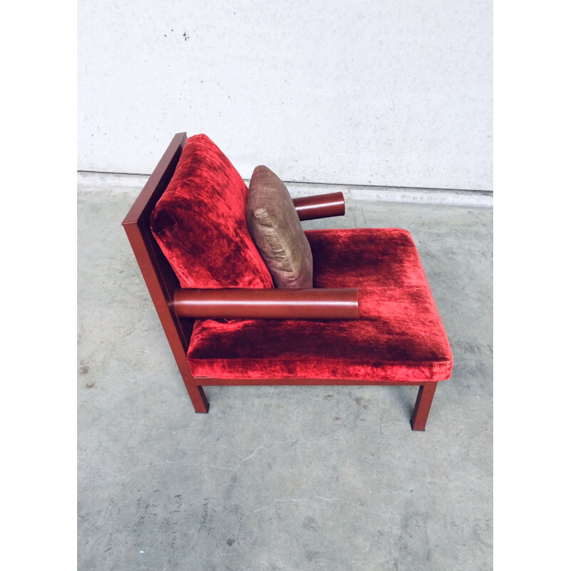 Postmodern square vintage armchair by Antonio Citterio for B&B Italia Baisity, Italy 1980s