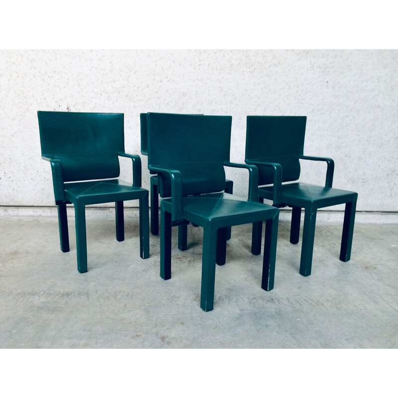 Set of 4 vintage dining chairs with armests by Paolo Piva for B&B Italia Arcadia Arcona, Italy 1980s