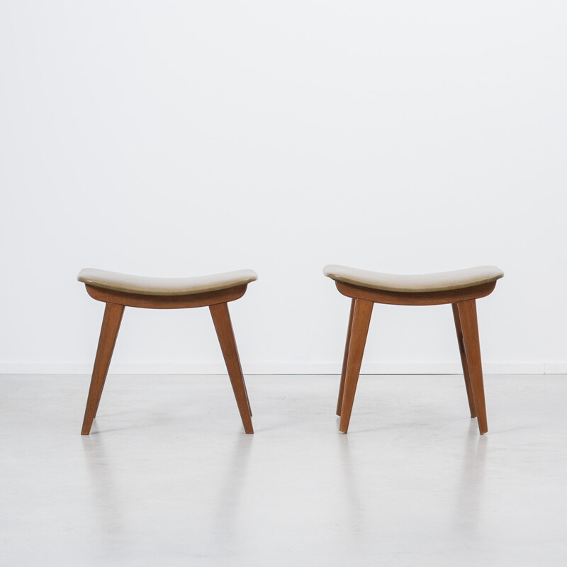 Pair of Danish footstools in leather - 1950s