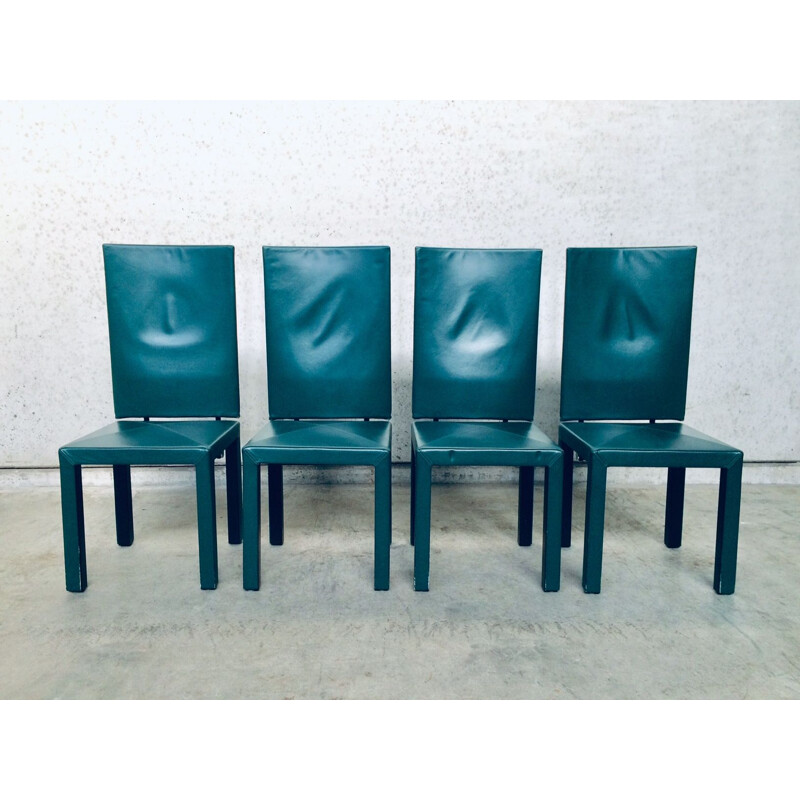 Satz von 4 Vintage-Stühlen mit hoher Rückenlehne von Paolo Piva für B und B Italia Arcadia Arcara, Italien 1980