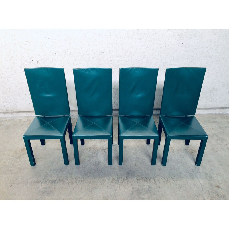Set of 4 vintage high back chairs by Paolo Piva for B et B Italia Arcadia Arcara, Italy 1980