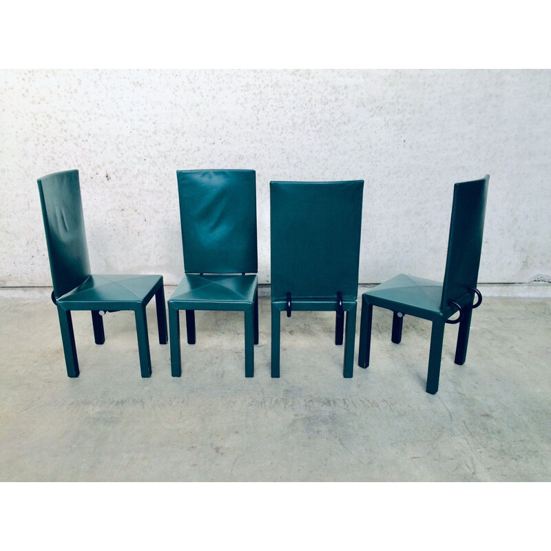 Satz von 4 Vintage-Stühlen mit hoher Rückenlehne von Paolo Piva für B und B Italia Arcadia Arcara, Italien 1980