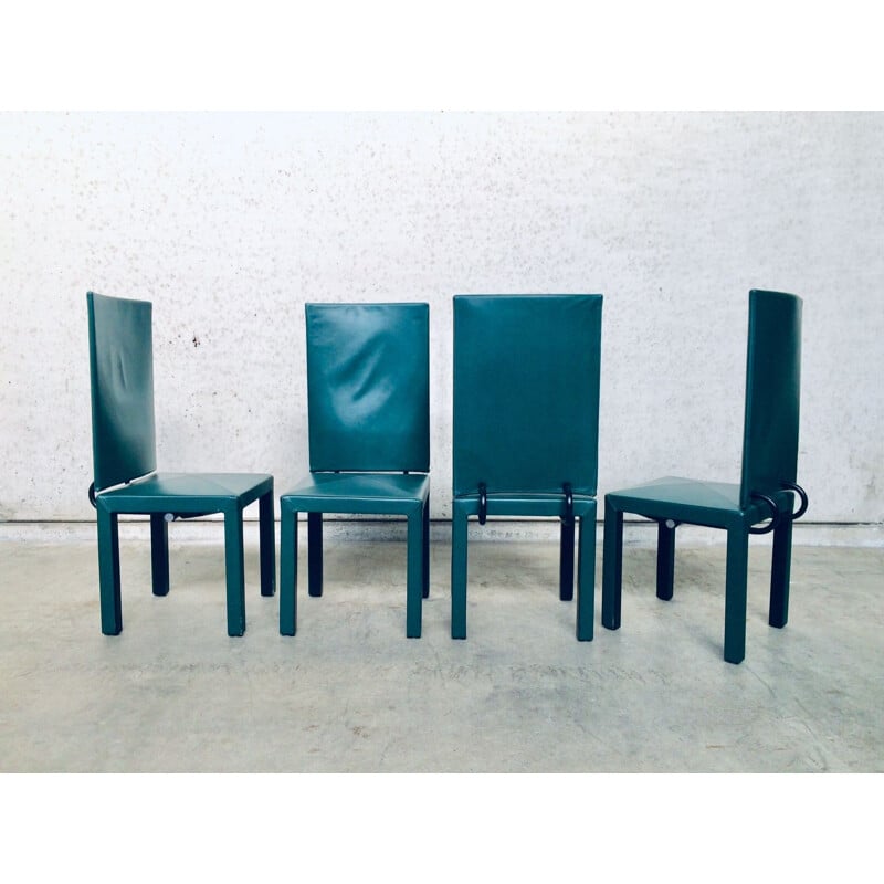 Conjunto de 4 cadeiras de costas altas vintage de Paolo Piva para B et B Italia Arcadia Arcara, Itália 1980